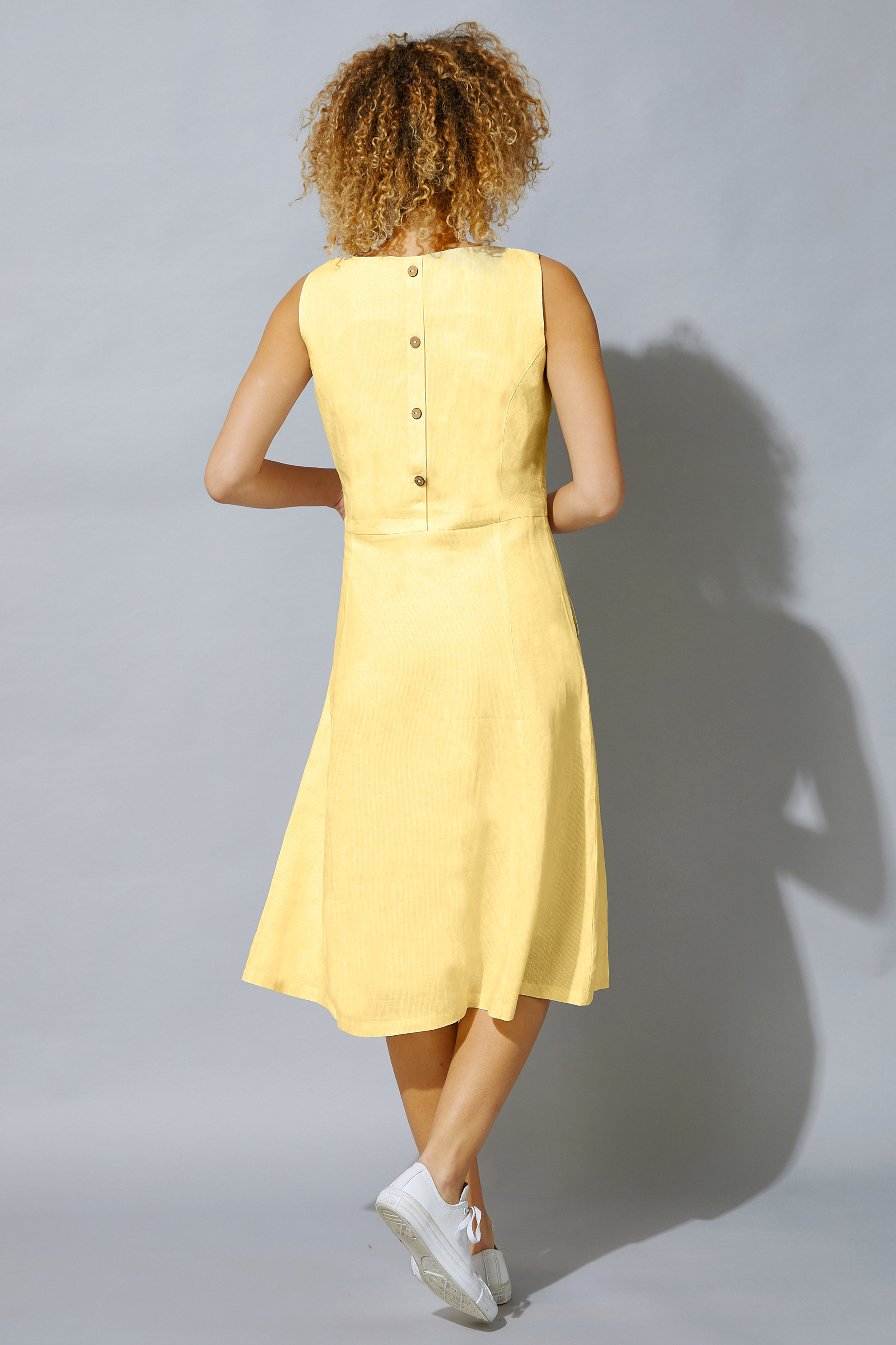Lemon  Fit & Flare Button Back Pocket Dress, Image 2 of 4