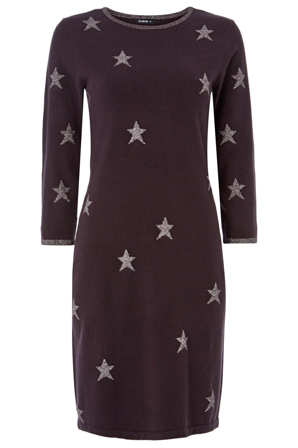 Grey Metallic Star Knitted Dress, Image 6 of 6