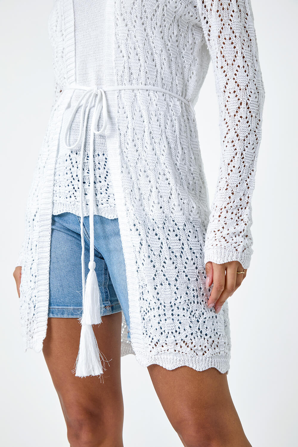Longline Cardigan in White