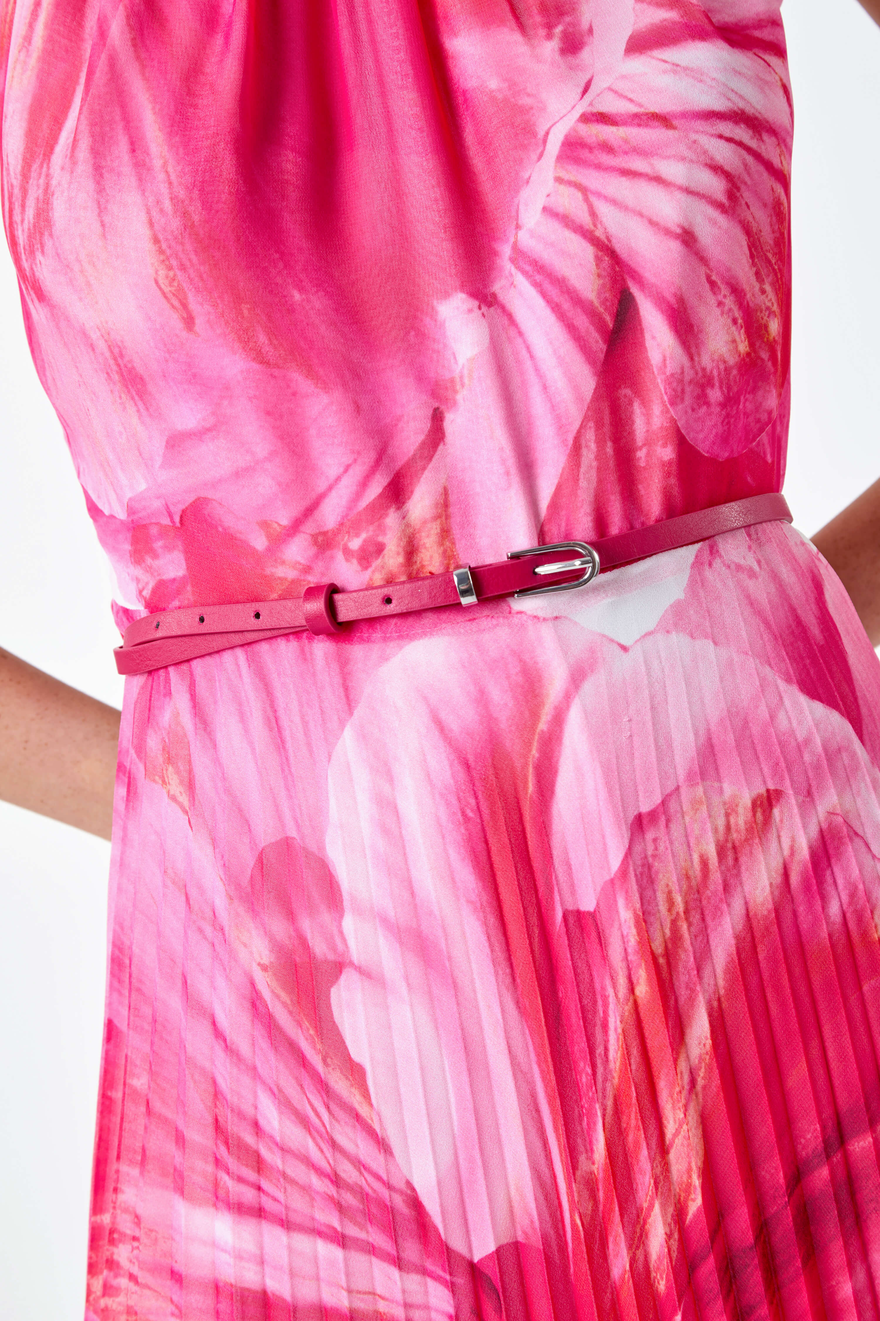 CERISE Floral Pleated Halterneck Maxi Dress, Image 5 of 5