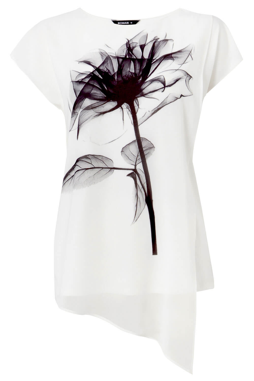 Black Floral Placement Print Overlay Top, Image 4 of 4