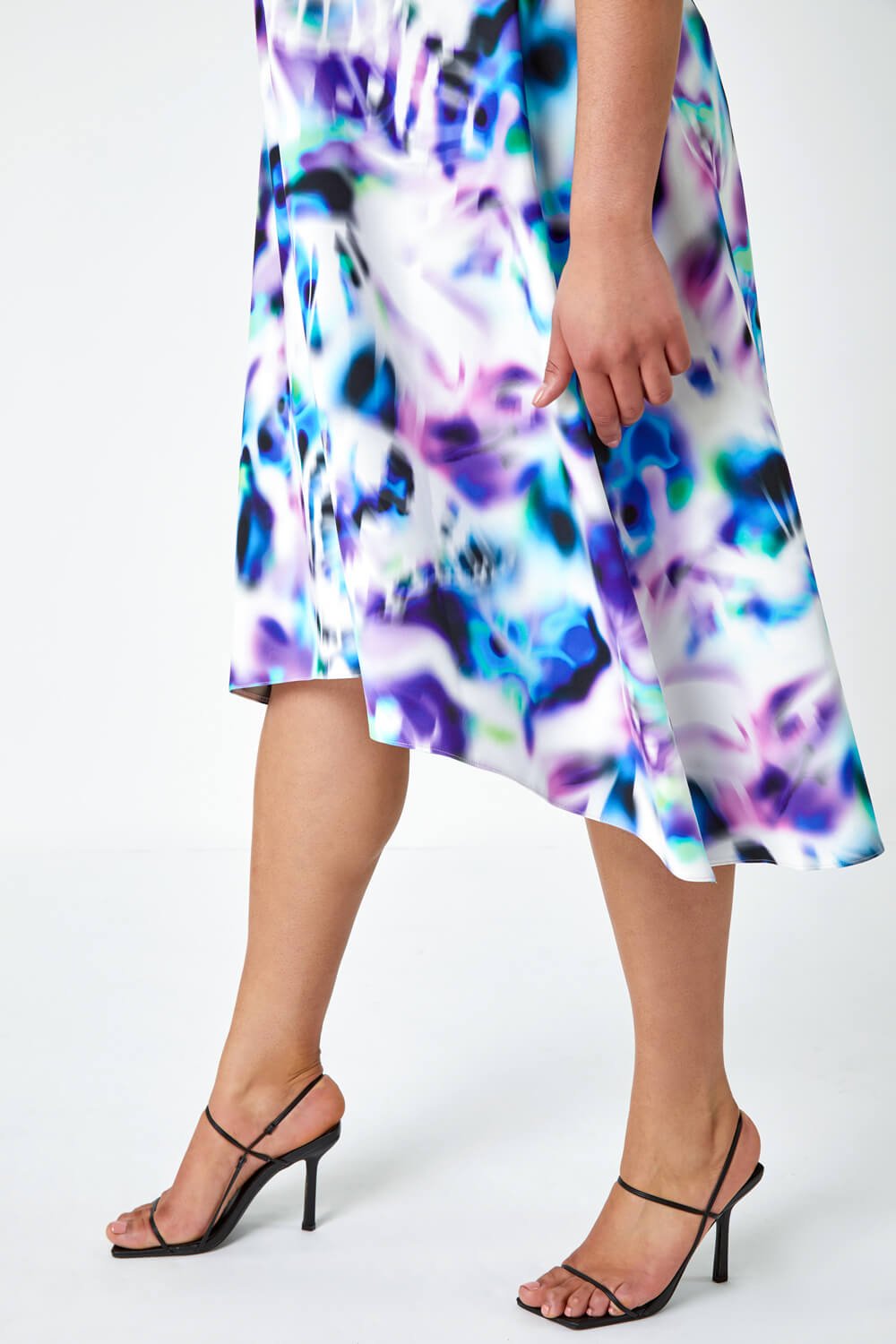 Purple Curve Premium Stretch Abstract Midi Dress, Image 5 of 5