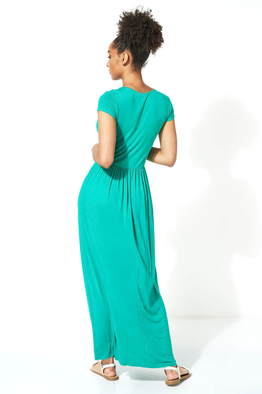 Green Gathered Skirt Maxi Dress, Image 2 of 4
