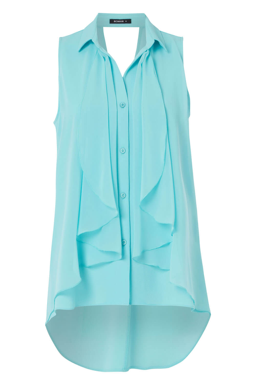 Aqua Waterfall Front Button Up Blouse, Image 5 of 5