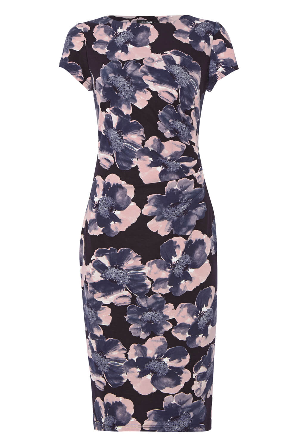 Floral Print Jersey Dress in Navy - Roman Originals UK
