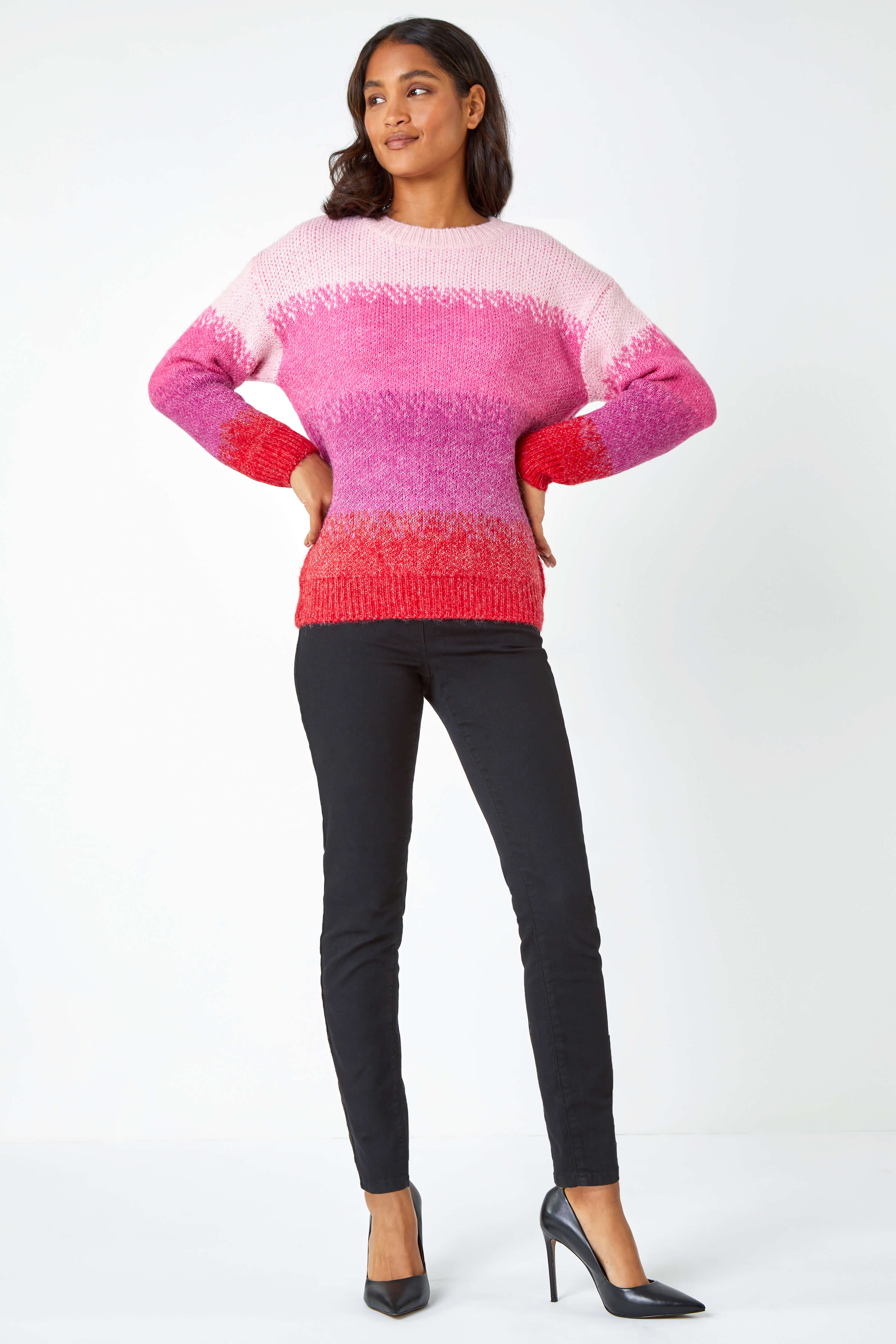 PINK Stripe Print Knitted Jumper, Image 2 of 5