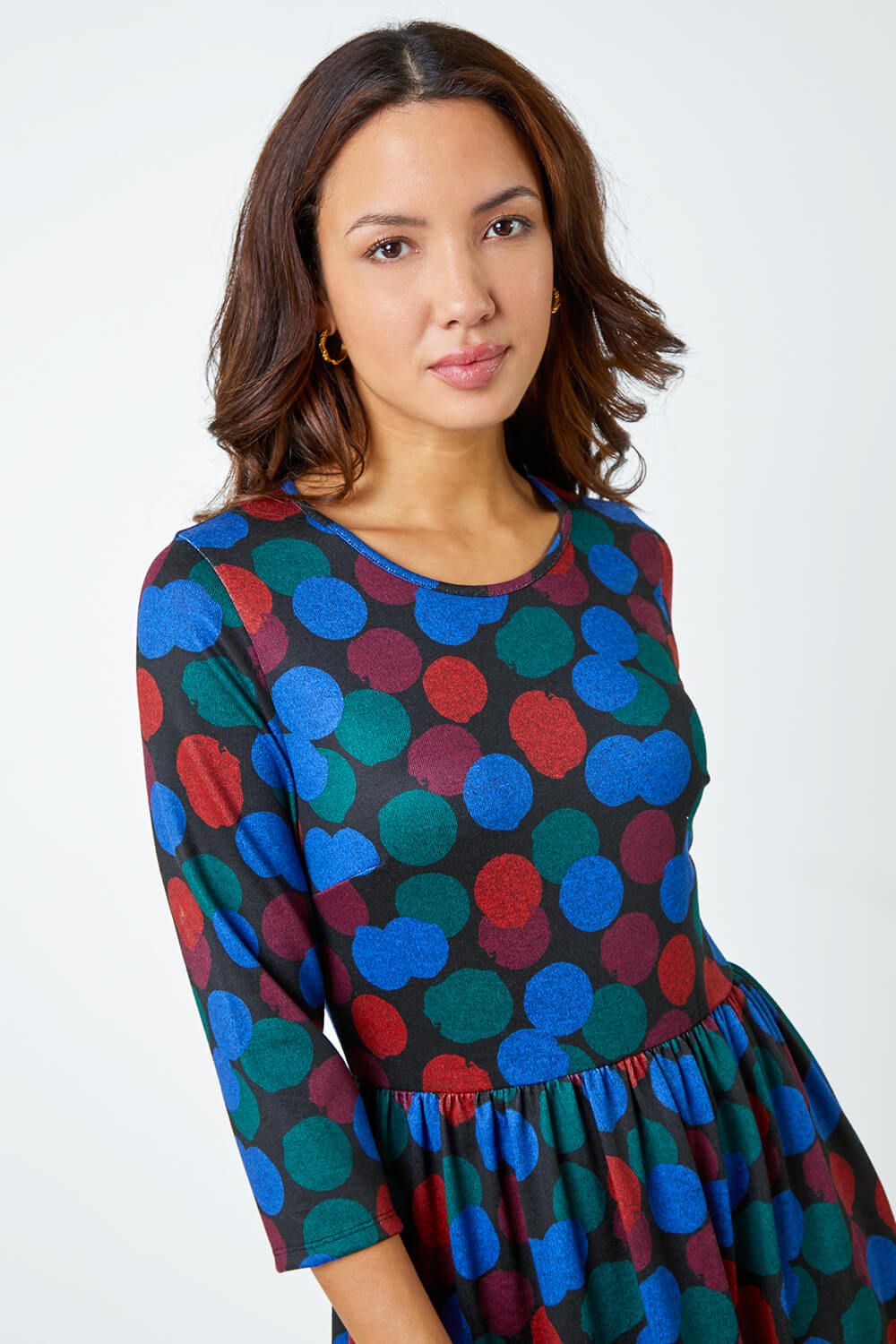 Royal Blue Spot Print Jersey Midi Dress, Image 4 of 5