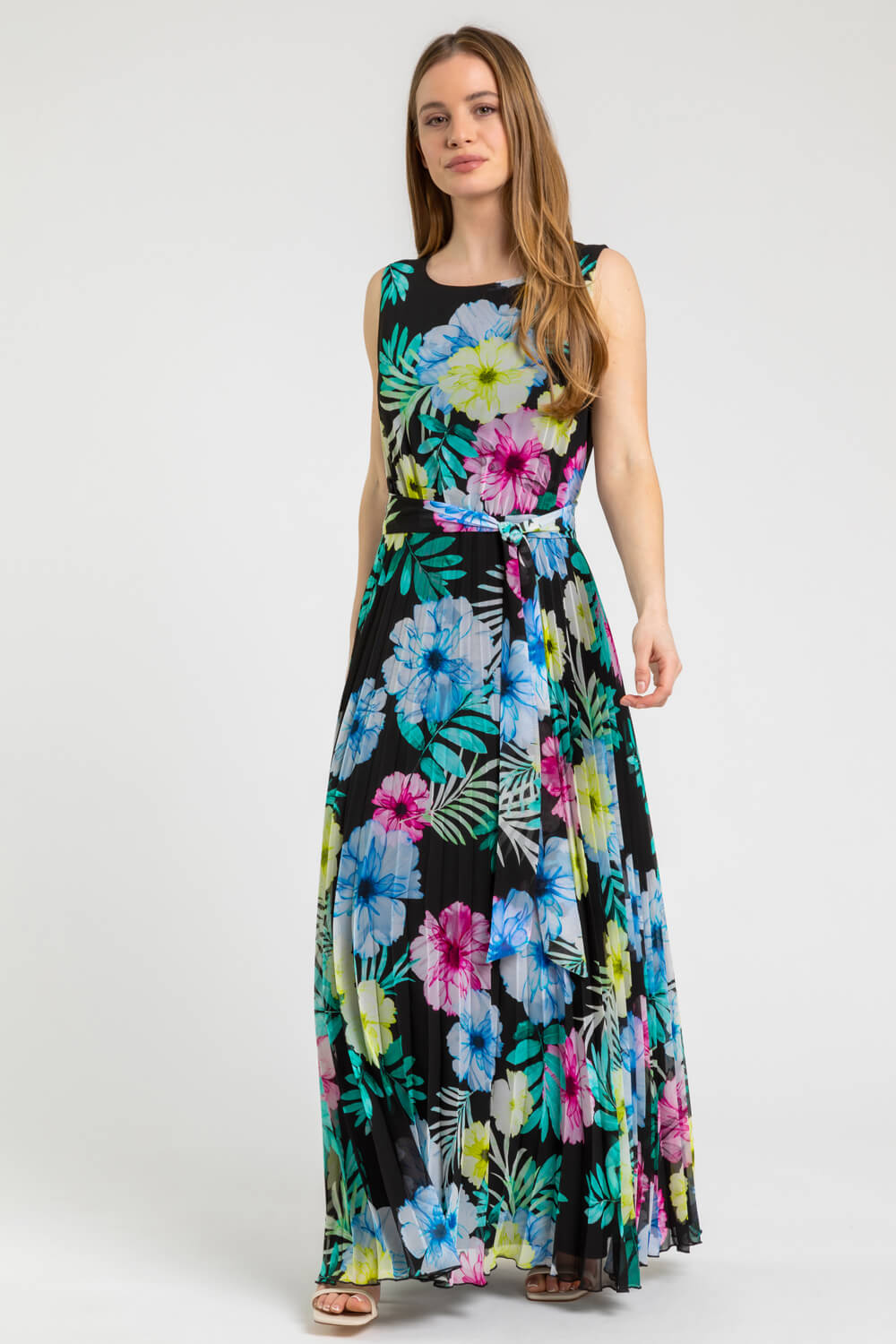 Petite Floral Pleated Maxi Dress in ...