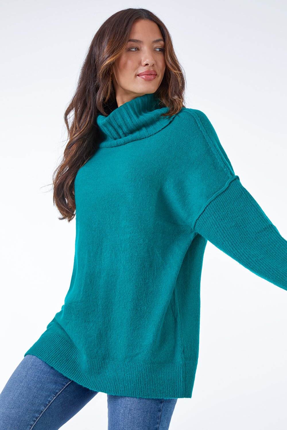 Jade Relaxed Roll Neck Jumper , Image 2 of 5