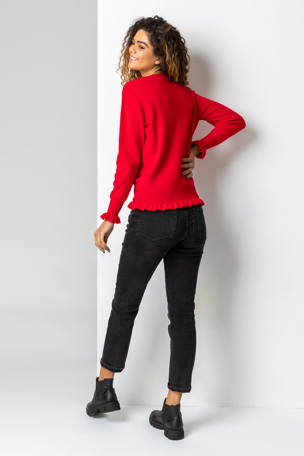 Red Faux Pearl Embellished Heart Jumper, Image 2 of 4