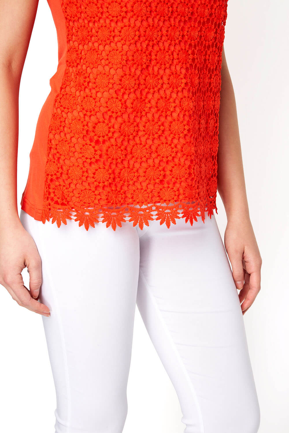ORANGE Lace Jersey Top, Image 4 of 9