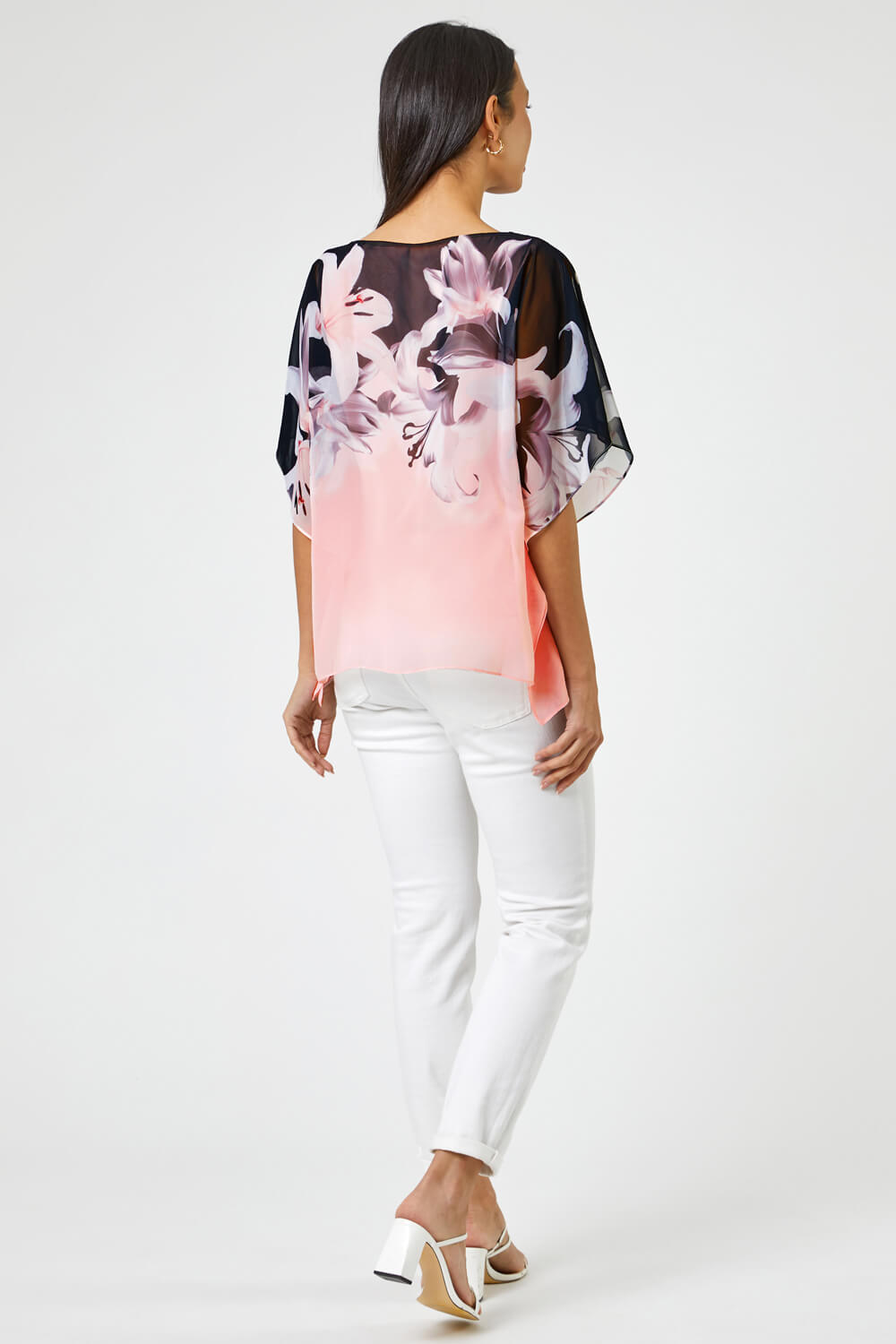 Light Pink Floral Border Print Overlay Top, Image 2 of 4
