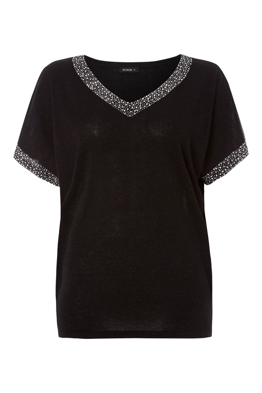 Black Sparkle Embellished Knit Top, Image 4 of 4