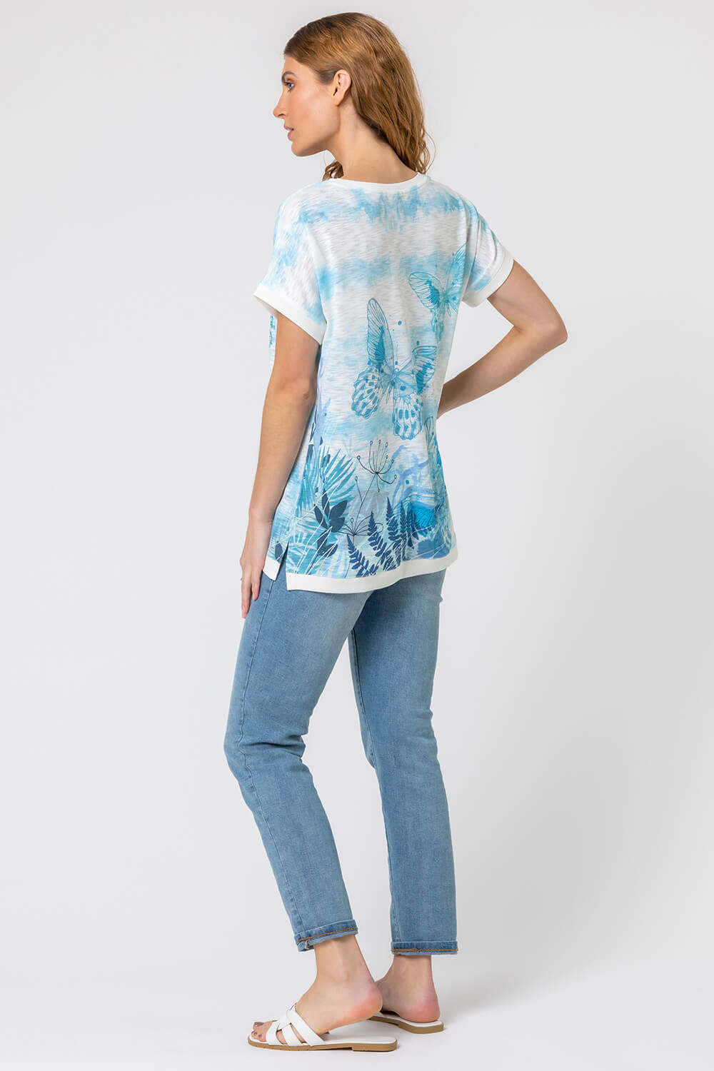 Blue Butterfly Embelished Print T-Shirt, Image 2 of 4