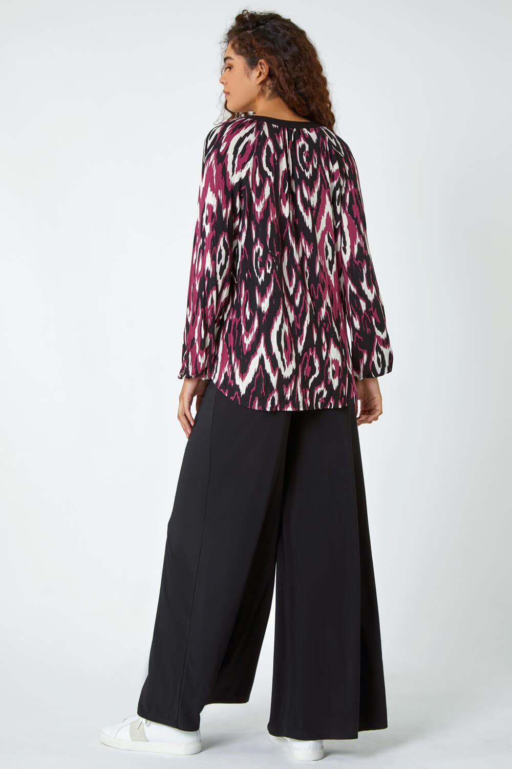 Port Abstract Print Placket Stretch Top , Image 3 of 5