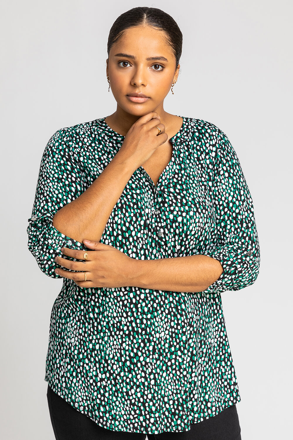 Curve Abstract Spot Print Top