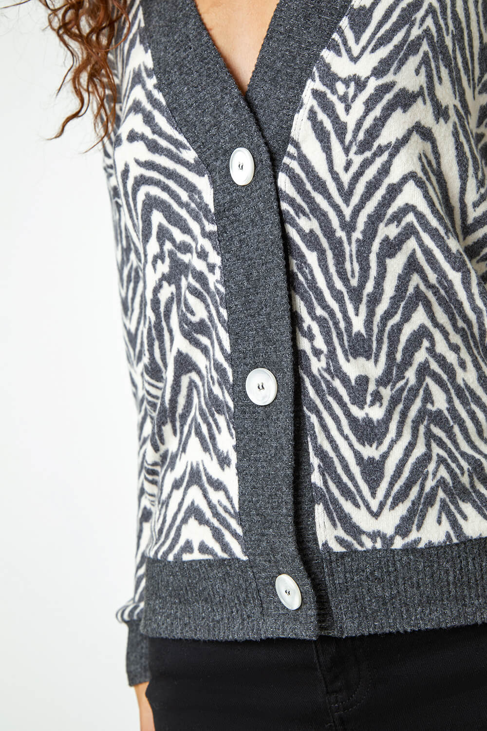 Grey Soft Touch Animal Stretch Cardigan, Image 5 of 5