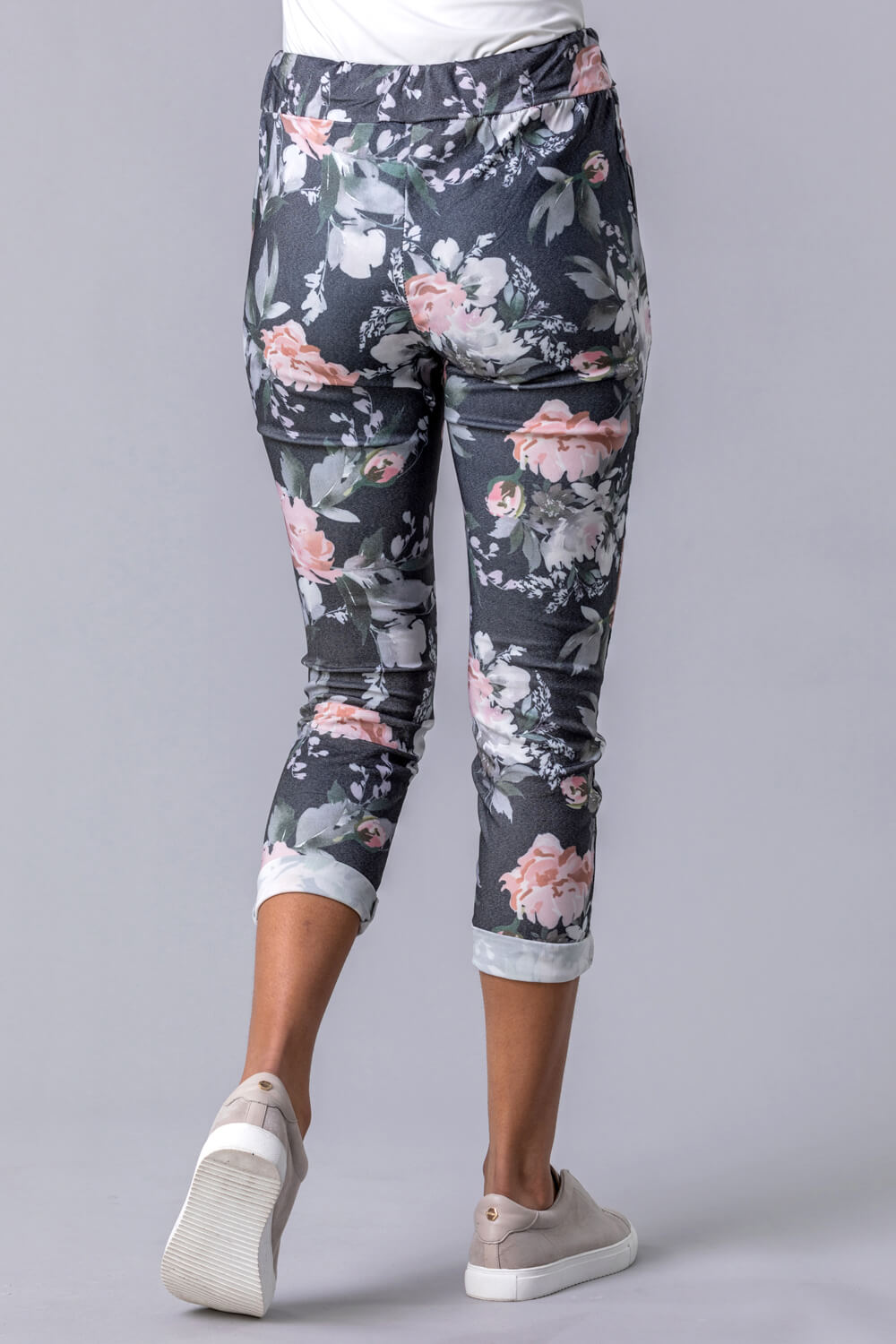 Grey Floral Stretch Lounge Jogger, Image 2 of 4