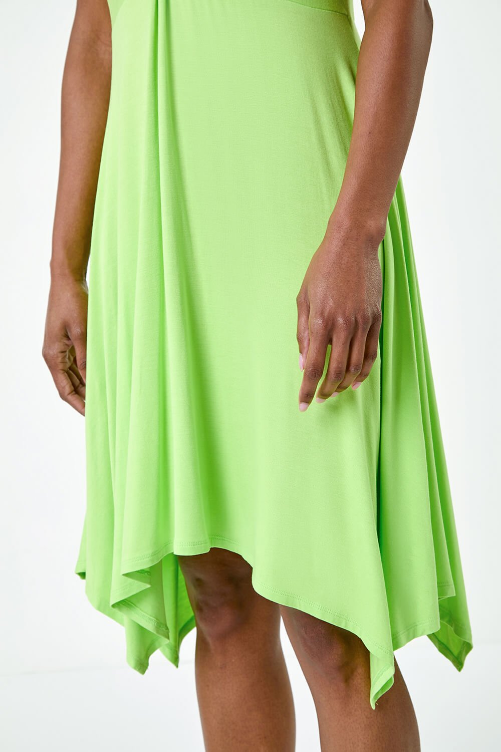 Lime Twist Front Hanky Hem Stretch Dress, Image 5 of 5