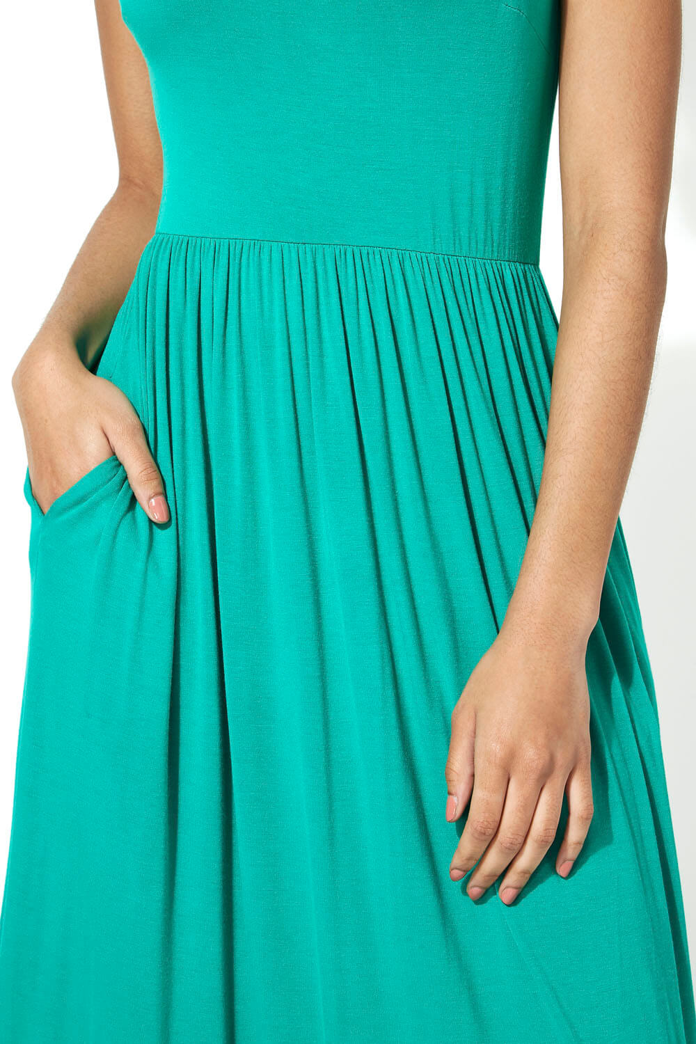 Green Gathered Skirt Maxi Dress, Image 3 of 4