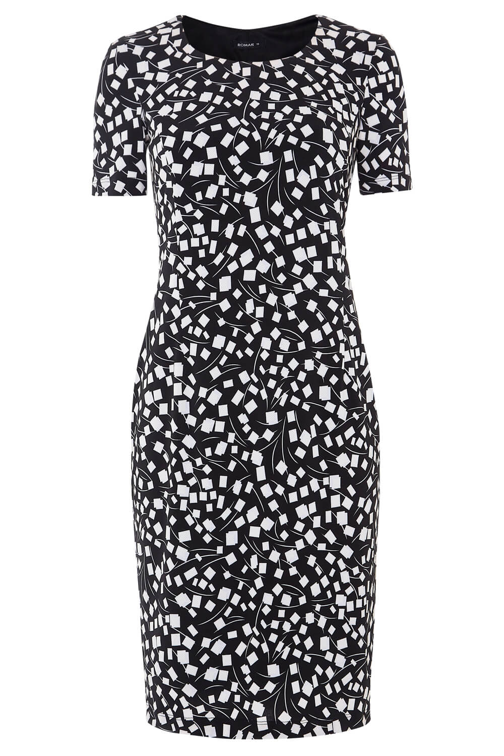 Black Short Sleeve Printed Dress, Image 4 of 4