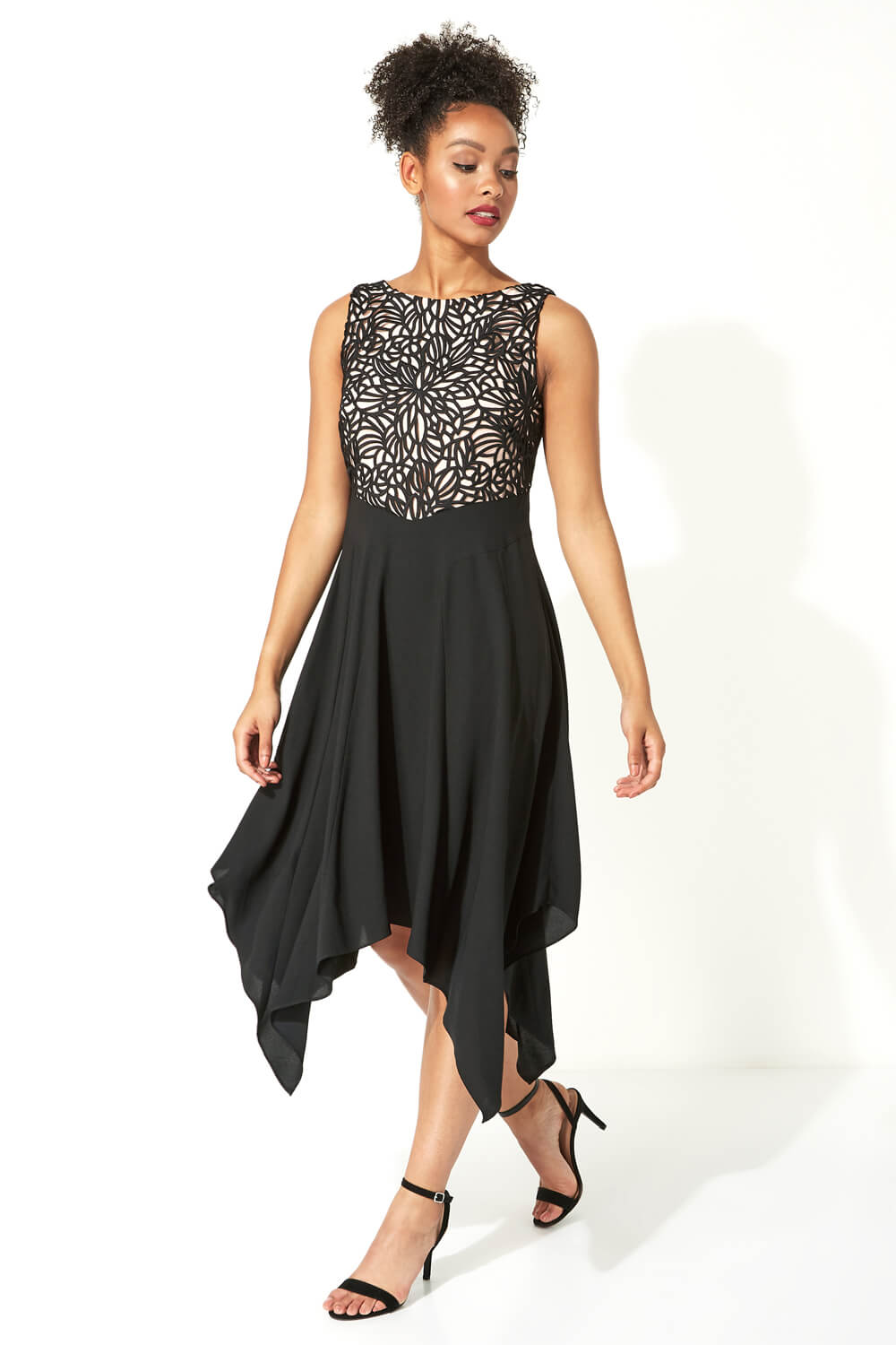 Hanky Hem Lace Fit and Flare Dress