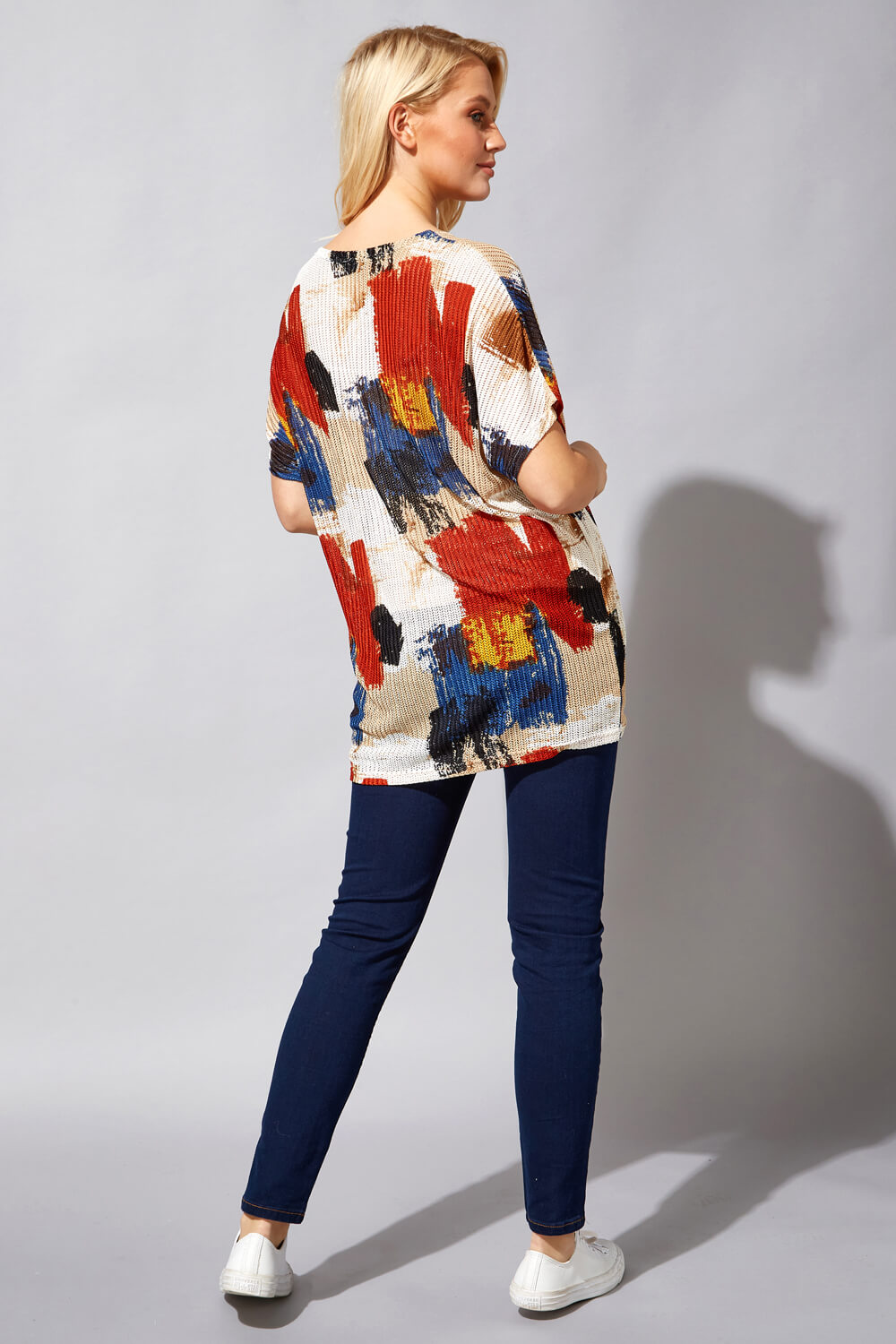 Multi  Abstract Print Oversized T-Shirt, Image 3 of 4