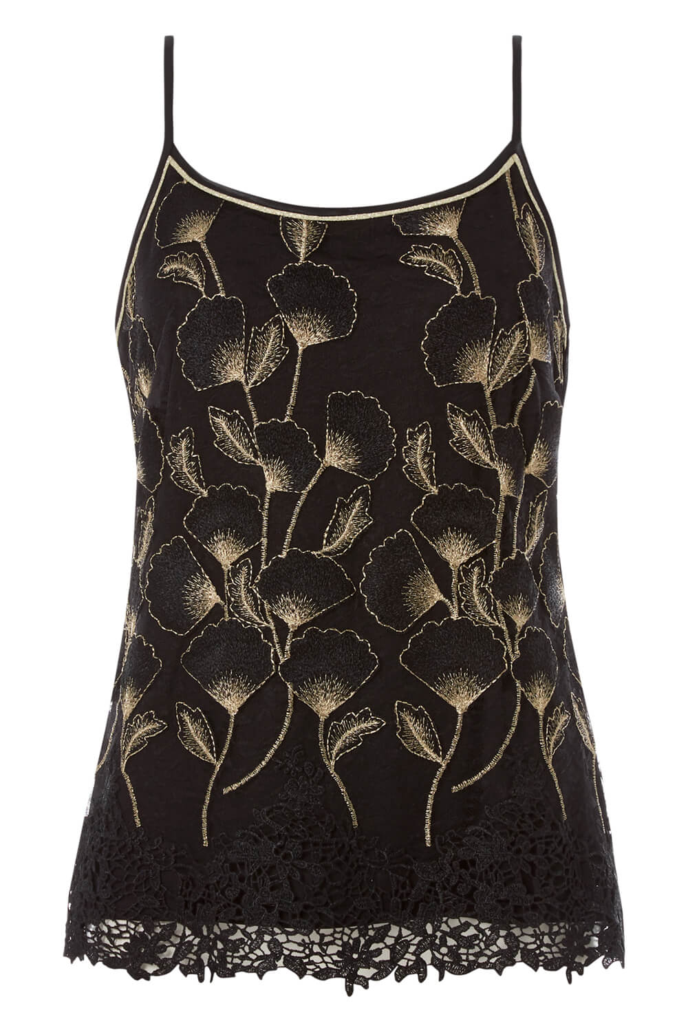Gold Crochet Hem Embroidered Vest, Image 5 of 5