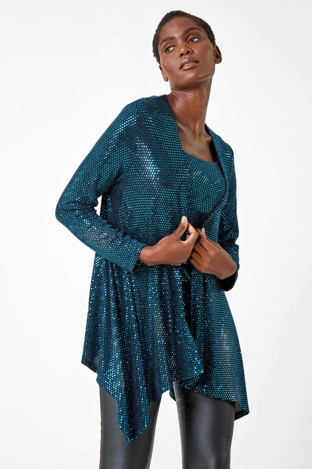  Sequin Sparkle Waterfall Stretch Jacket, Image 5 of 6