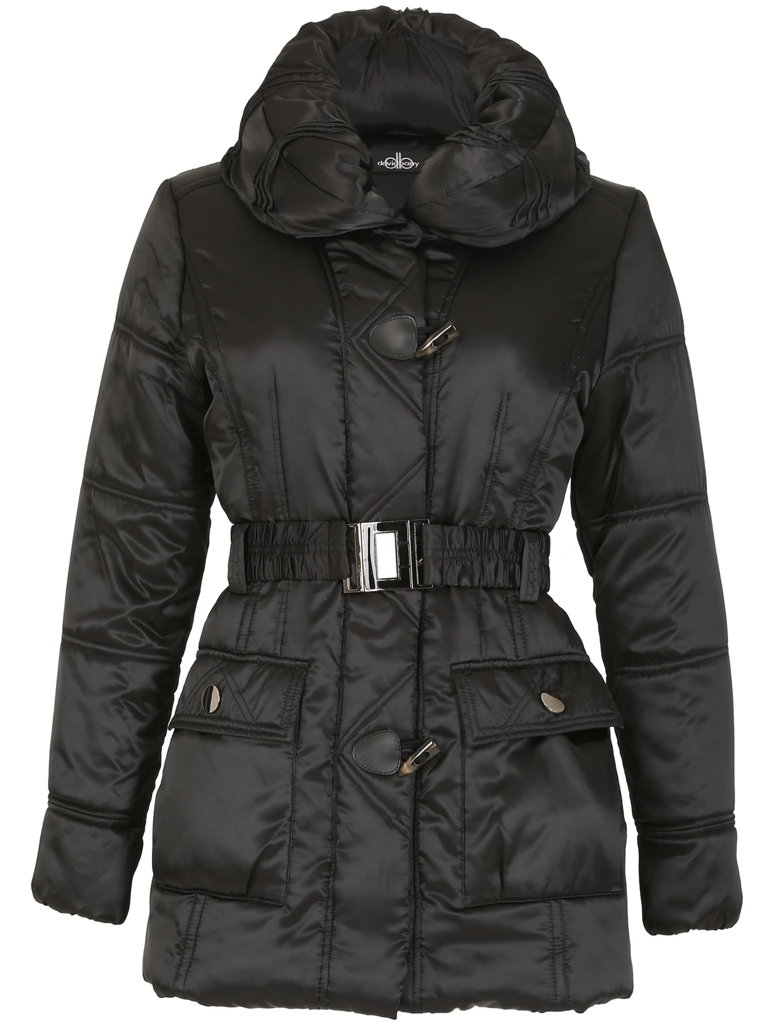 David Barry Ladies Padded Toggle Jacket in Black Roman Originals UK