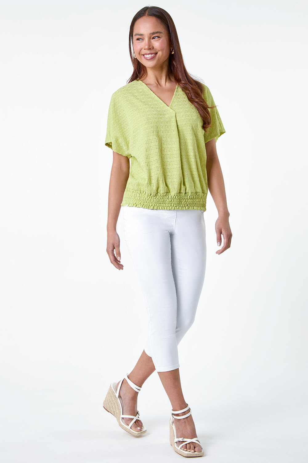 Sage Petite Textured Shirred Stretch Top, Image 2 of 5