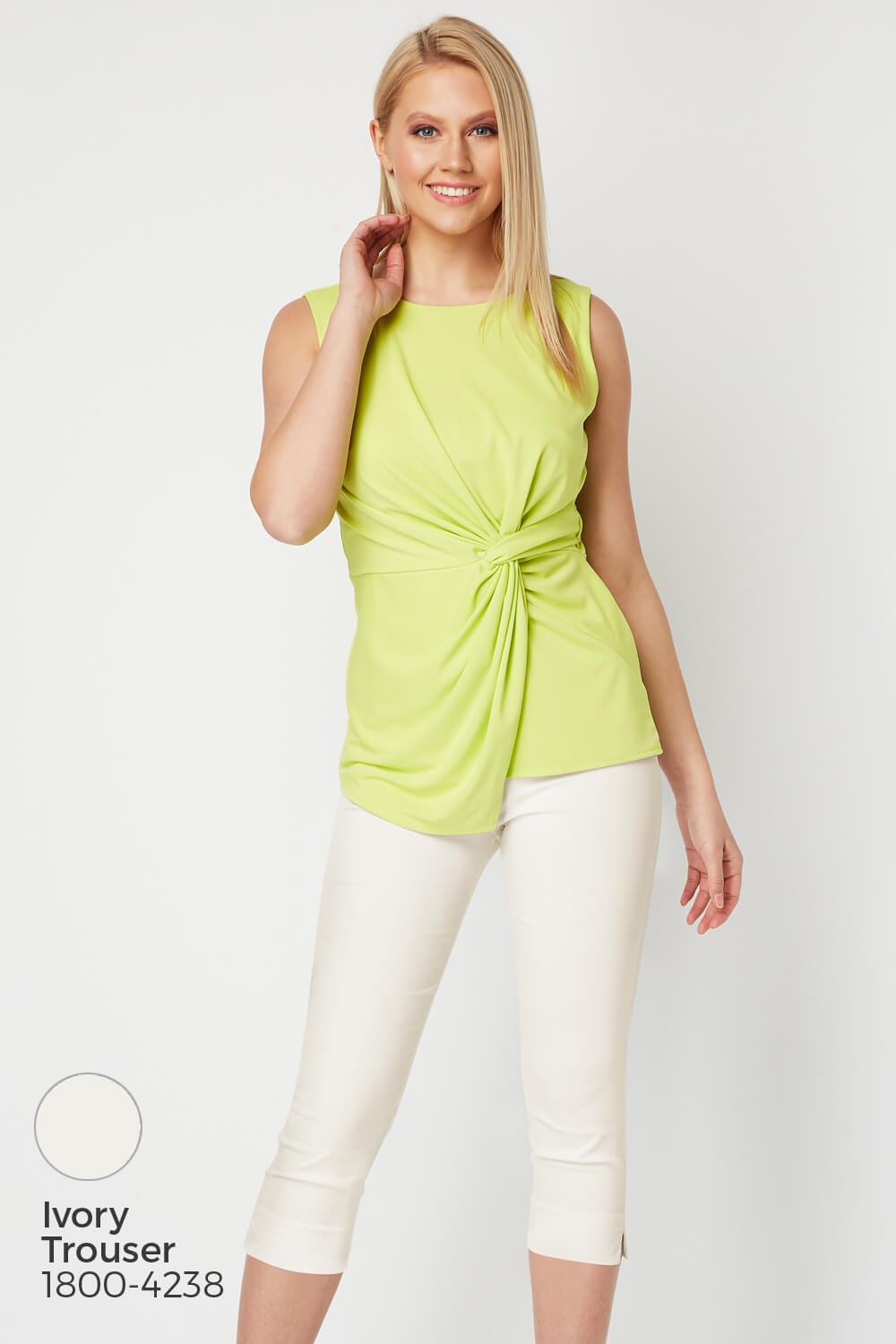 Lime Sleeveless Knot Front Top , Image 6 of 8