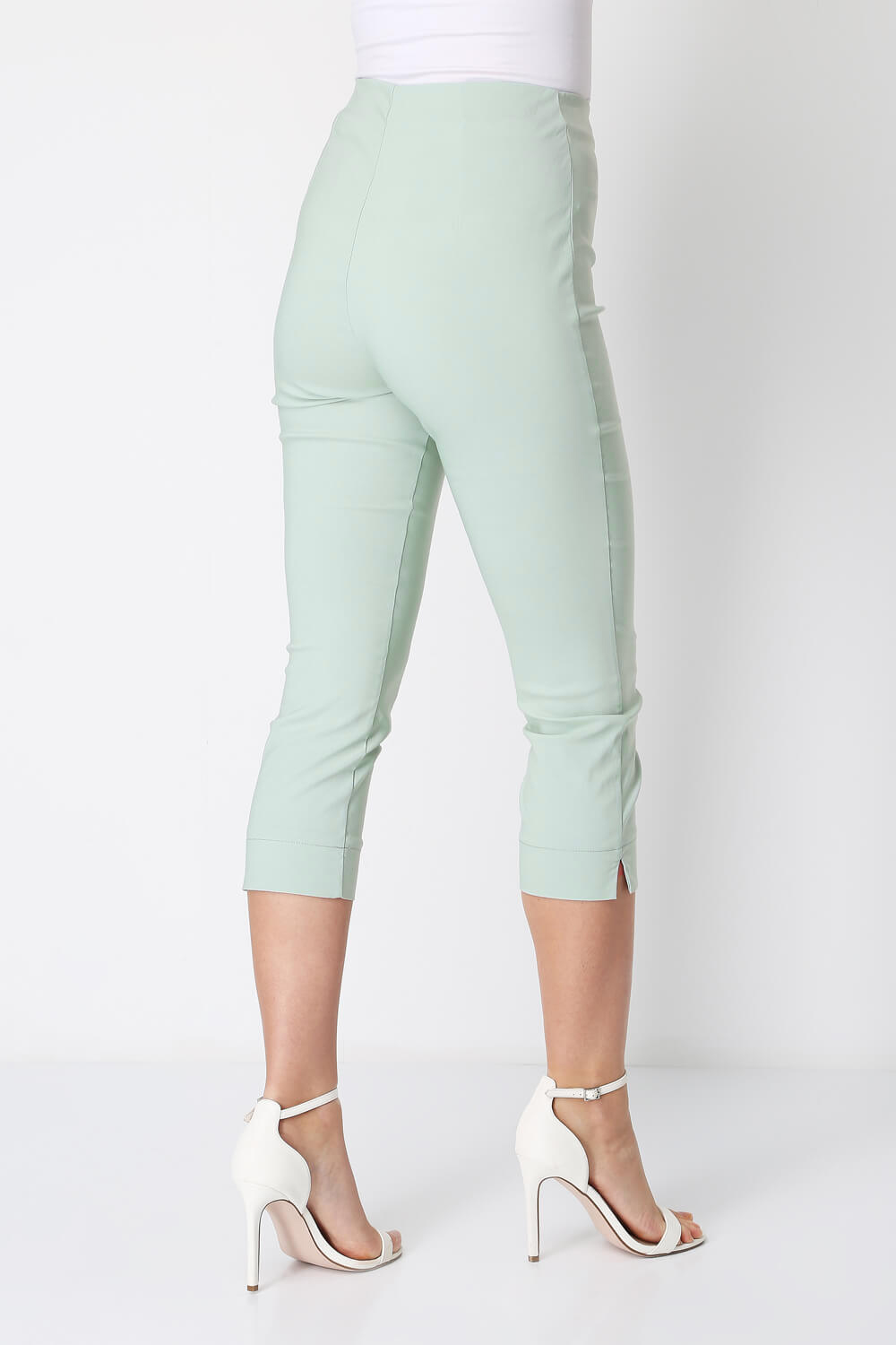 Sage Green Cropped Stretch Trouser, Image 2 of 6