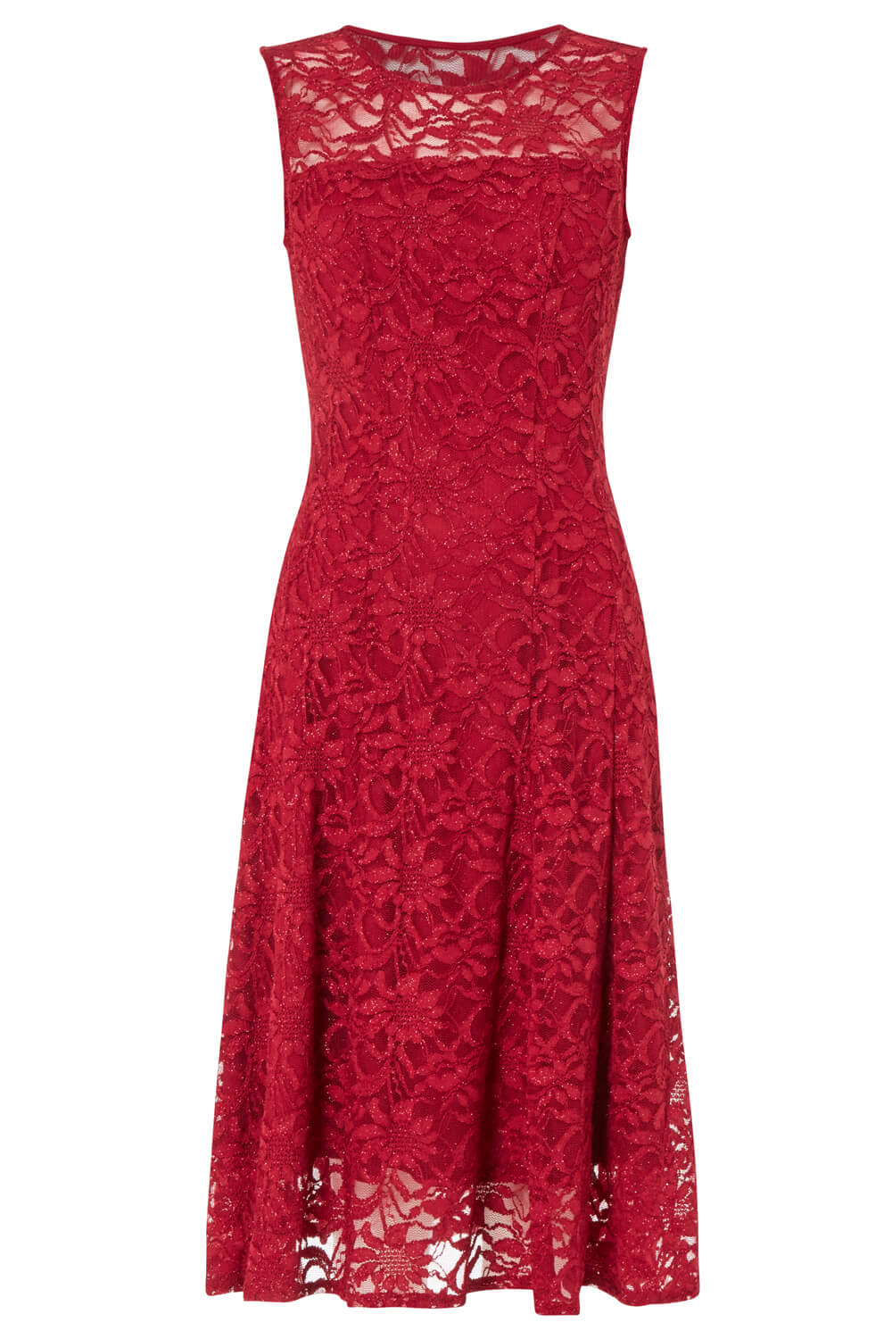 Red Glitter Lace Fit and Flare Dress , Image 5 of 5