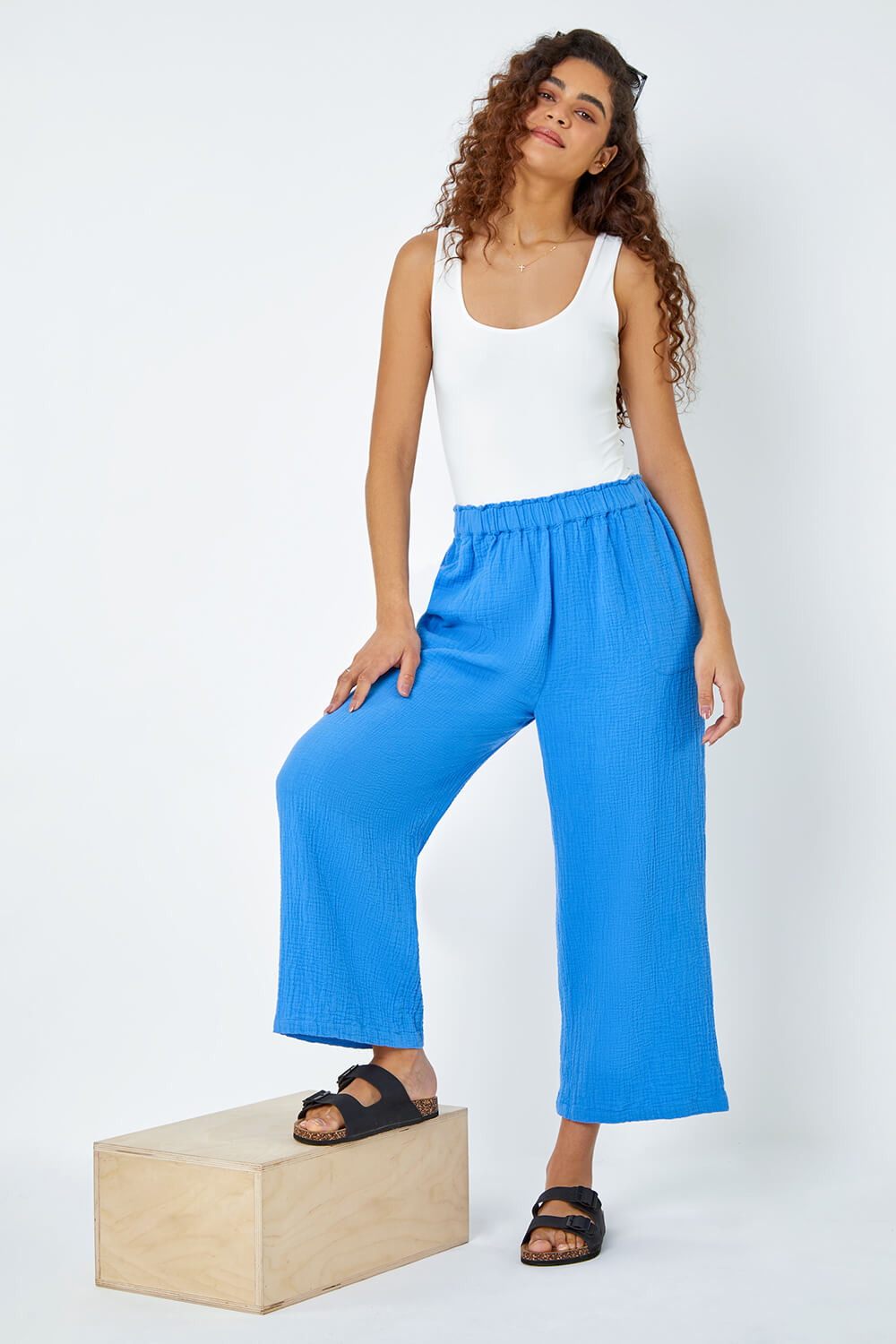 Textured Cotton Culotte Trousers
