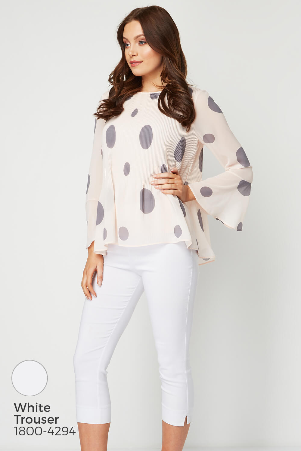 PINK Spot Print Pleated top , Image 7 of 8