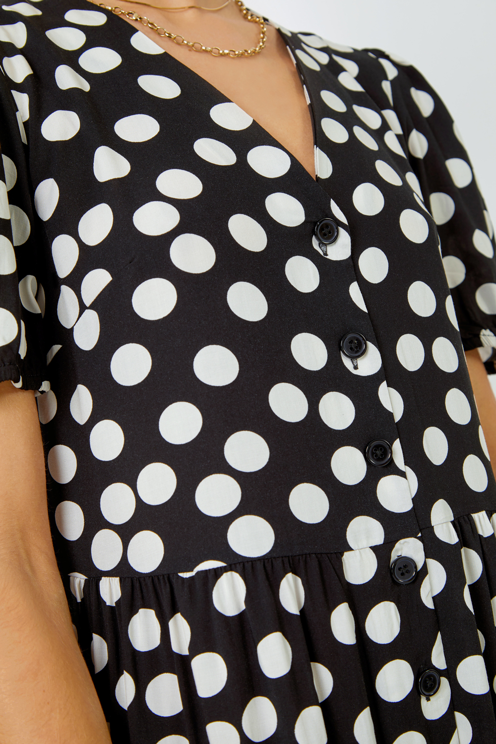 Black Polka Dot Print Culotte Jumpsuit, Image 5 of 5
