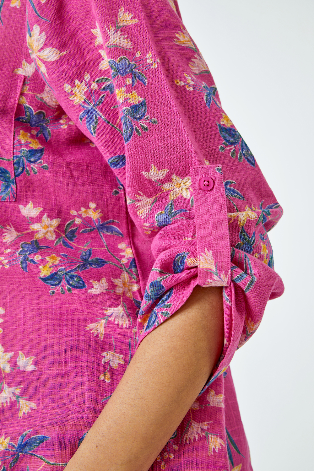 PINK Cotton Floral Print Overshirt, Image 5 of 5