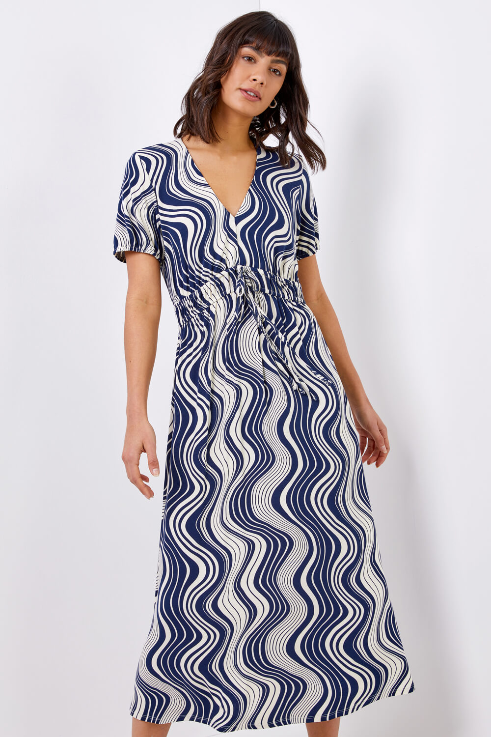 Swirl Print Fit & Flare Midi Dress