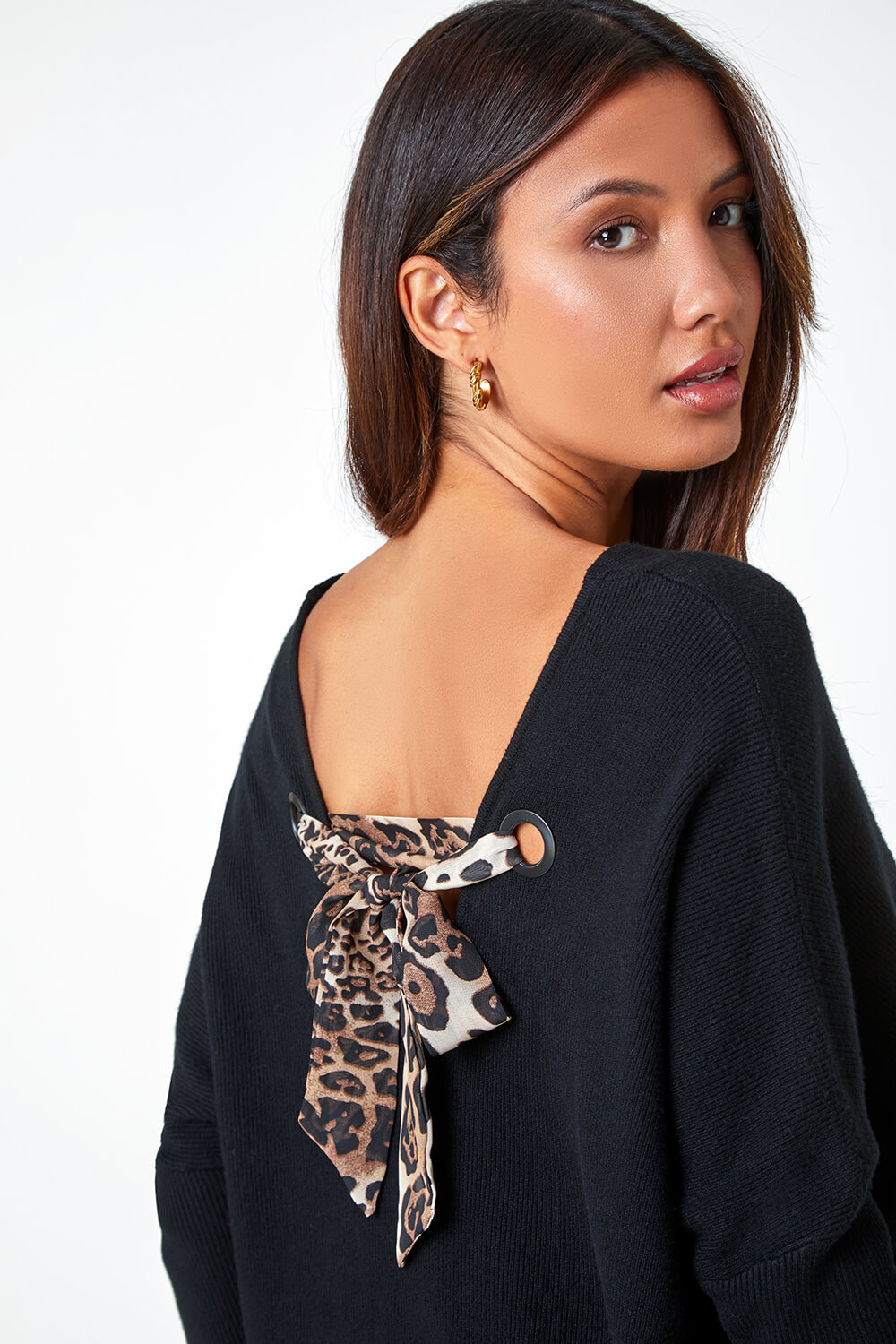 One Size Animal Print Tie Back Jumper