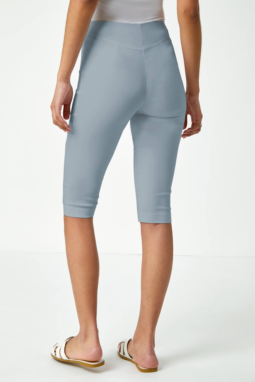 Light Grey Stretch Knee Length Shorts, Image 3 of 6
