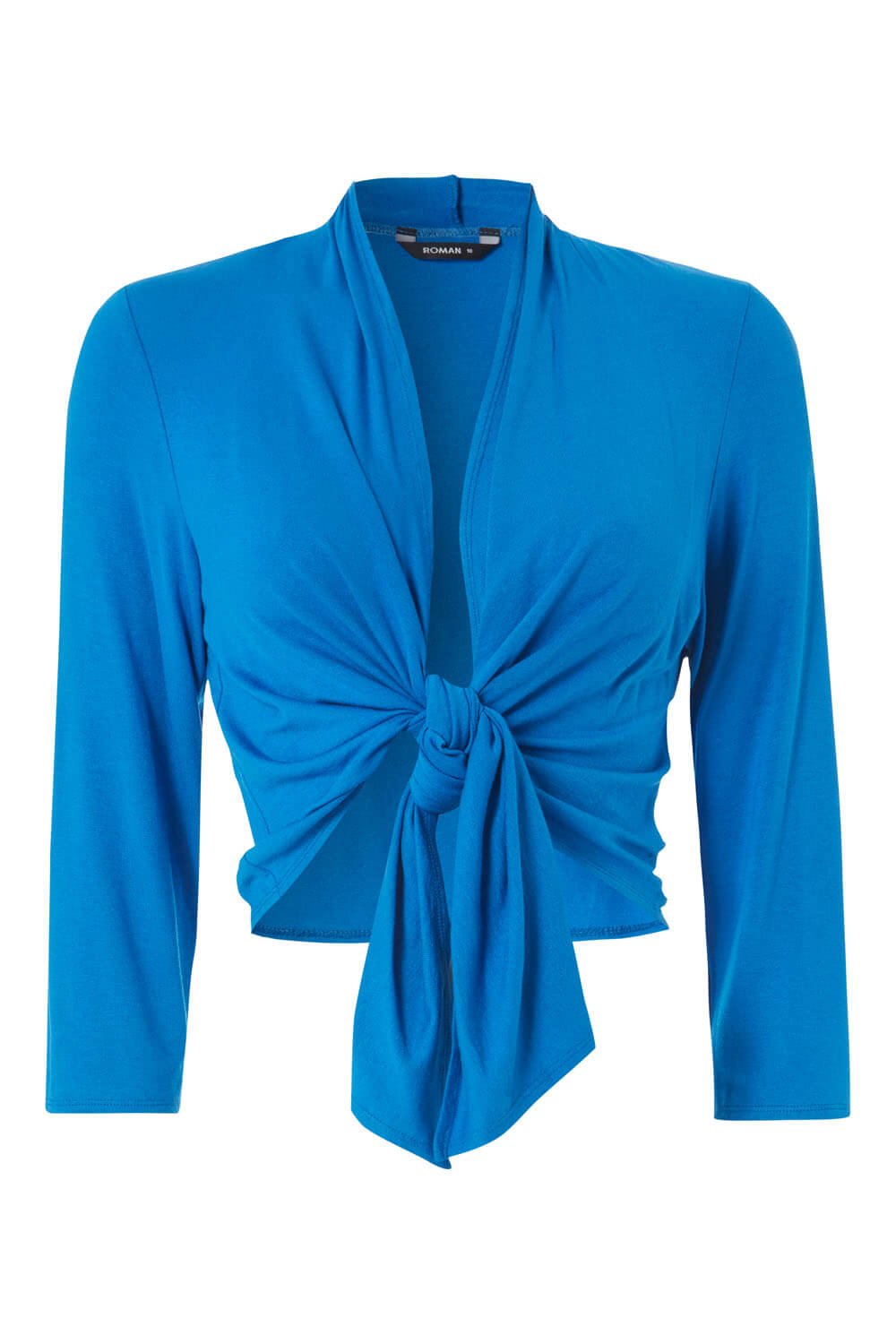 Royal Blue Tie Detail Jersey Shrug, Image 2 of 4