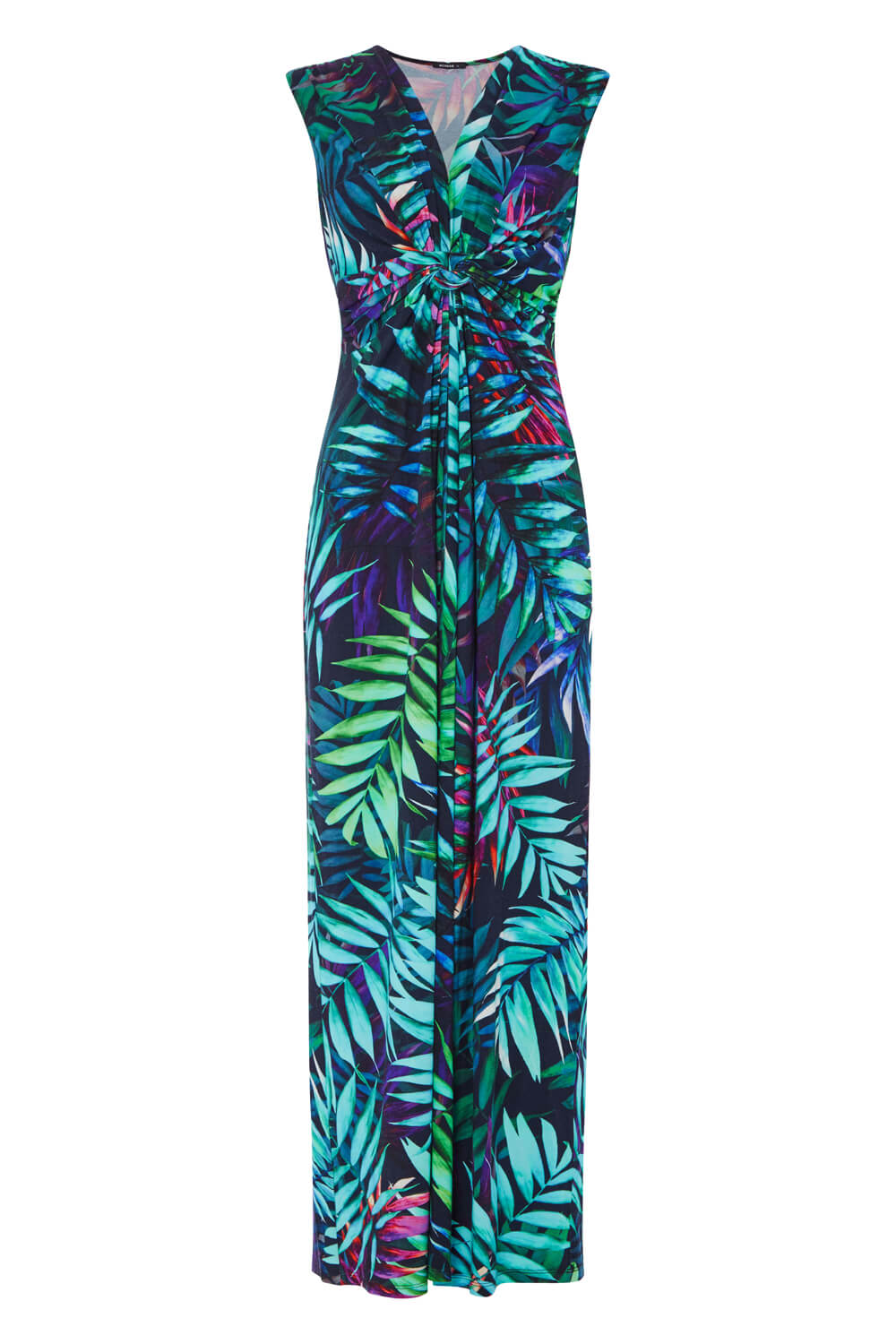 Turquoise Tropical Print Maxi Dress, Image 6 of 6