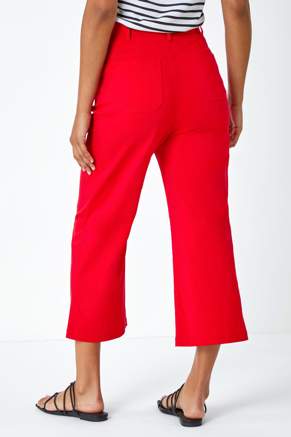Red Cropped Stretch Culotte, Image 3 of 5