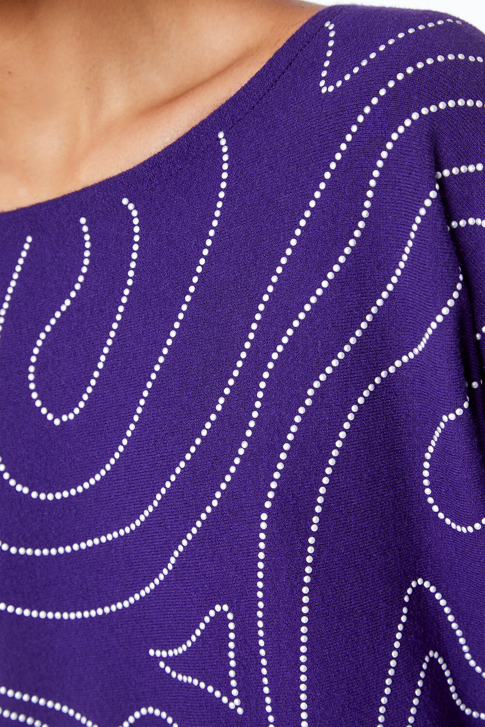 Purple Embellished Linear Print Jumper, Image 5 of 5