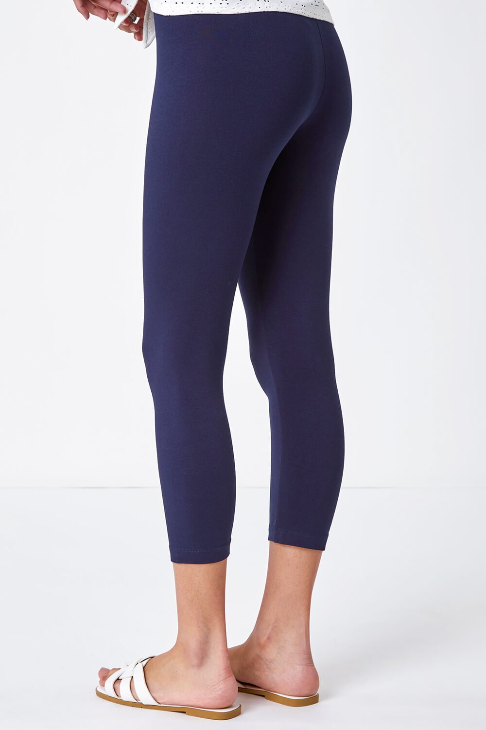 Navy  Cropped Stretch Leggings , Image 3 of 5