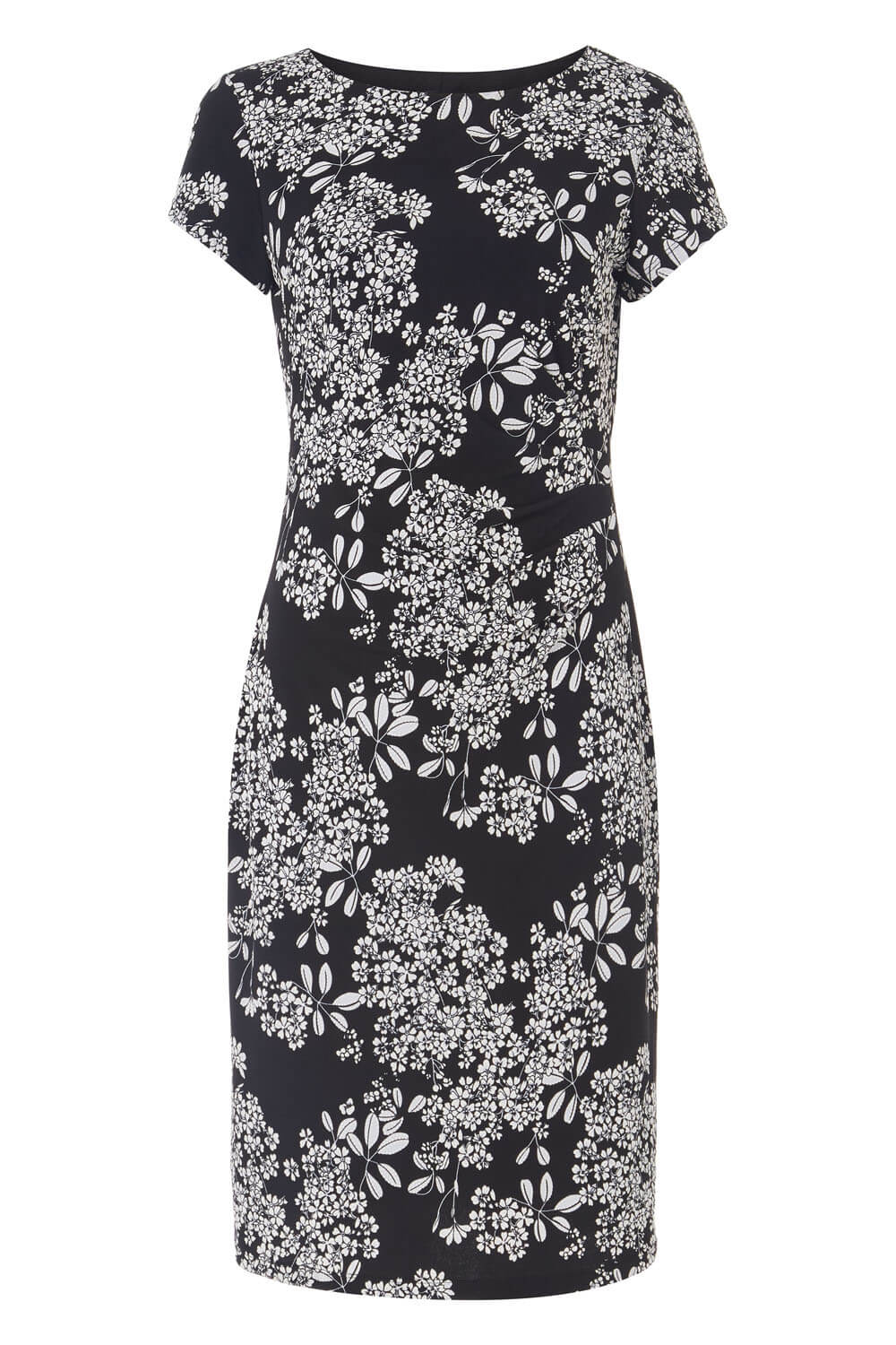 Black Oriental Floral Textured Dress, Image 5 of 5