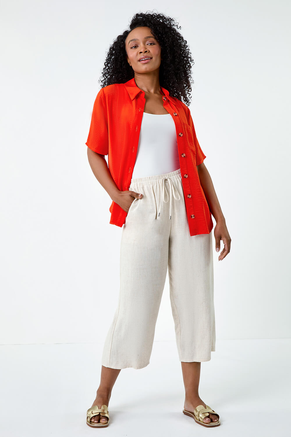 Orange Petite Button Up Pocket Shirt | Roman UK