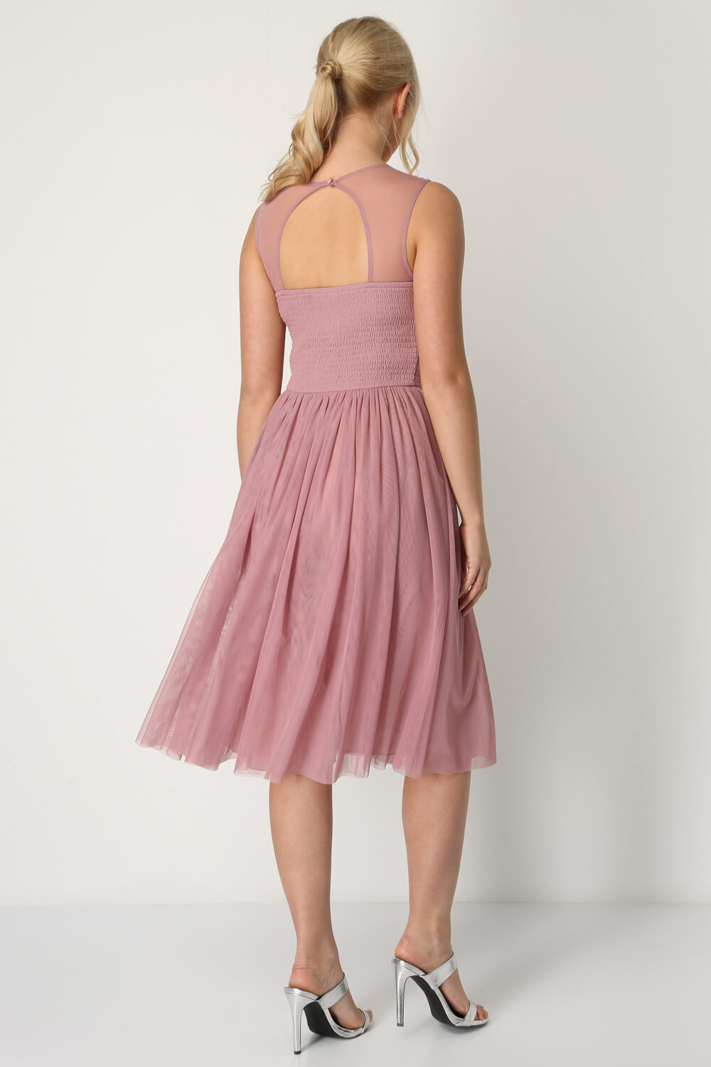 Rose Bead Embellished Knee Length Dress, Image 2 of 5