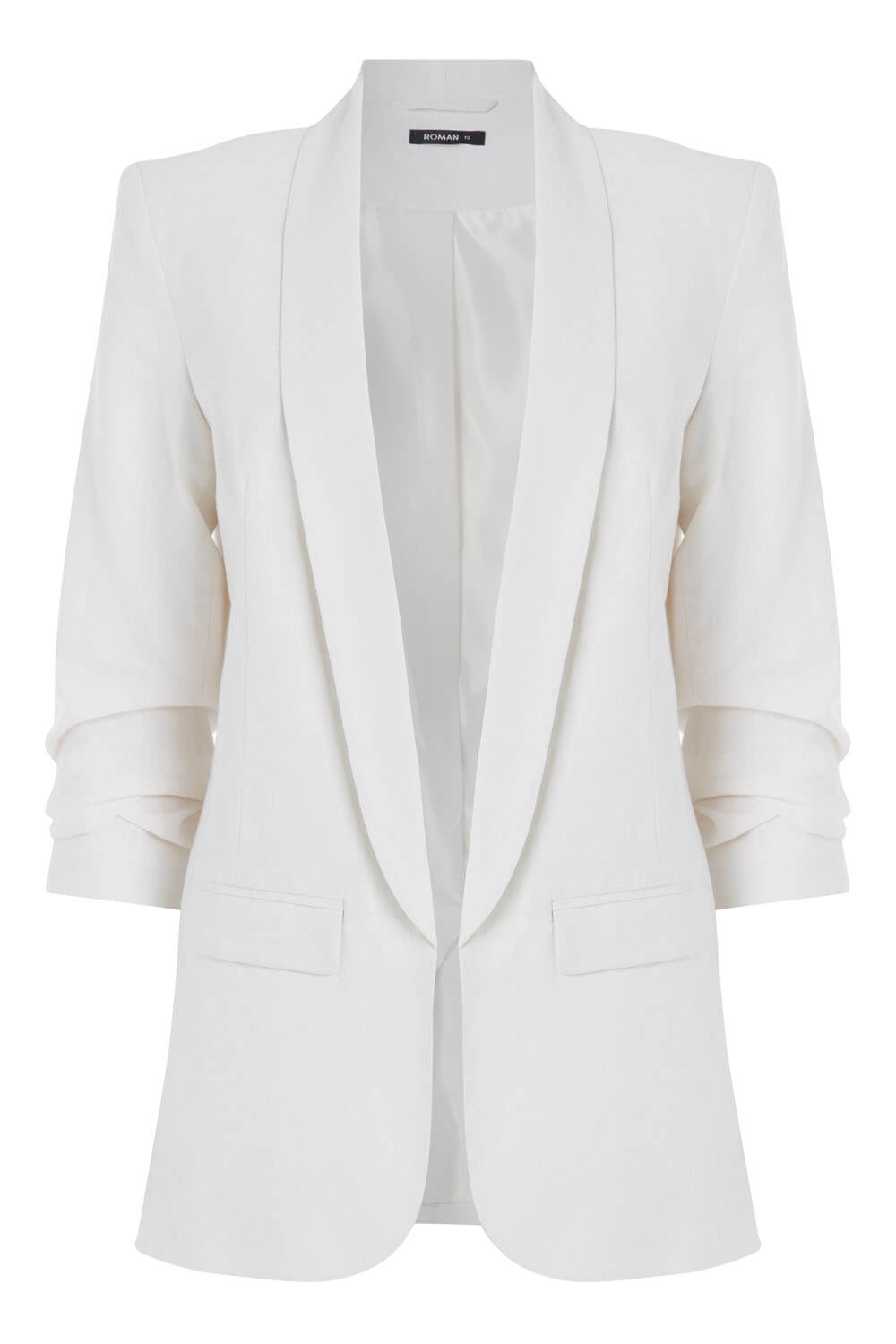 Ivory  Ruched Sleeve Linen Jacket , Image 5 of 5